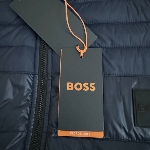 Hugo Boss Orange Oden Quilted Puffer Jacket Coat Dark Navy Blue Men 44R L - Picture 5 of 13